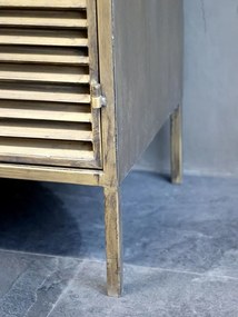 Mosadzná antik kovová skrinka s lamelovými dverami Arles - 60*36*116 cm