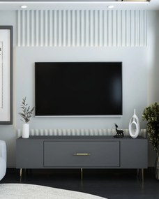 TV stolík/skrinka Dekondino (antracit + zlatá). Akcia -21%. Vlastná spoľahlivá doprava až k Vám domov. 1127721