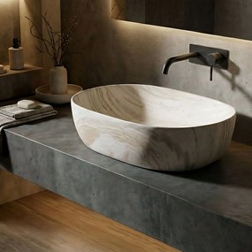 Rea Amelia 48, umývadlo na dosku 480x345x135 mm, imitácia kameňa Saturn, REA-U0636