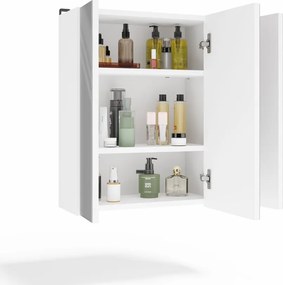 Závesná kúpeľňová skrinka so zrkadlom POLA 3L biela