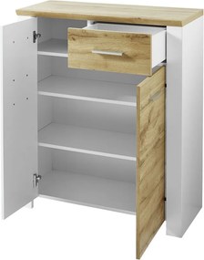 Úložná komoda/ botník Materio, dub/biela