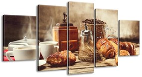 Gario Obraz s hodinami Chutné raňajky - 5 dielny Rozmery: 150 x 70 cm
