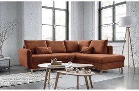 Tehlovooranžová rozkladacia rohová pohovka Miuform Scandic Lagom L, pravý roh