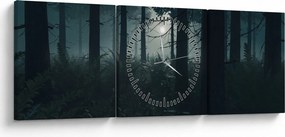 Obraz - Paprade v mesačnom svite (s hodinami) (90x30 cm)