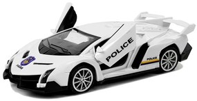 LEAN TOYS Športové auto so zotrvačníkom a zvukom - policajné, biele