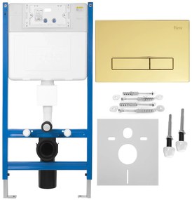 Rea Rea, podomietkový WC systém K011A-Q + tlačidlá HD, zlatá matná, KPL-E9560