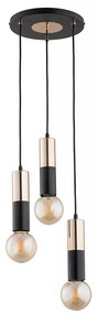 Luster na lanku BOLID 3xE27/60W/230V zlatá/čierna