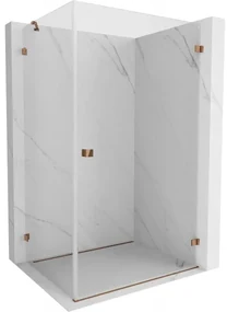 Mexen Lunar-B, pravostranný výklopný sprchový kút 80 x 70 cm, 8mm číre sklo, profil ružové zlato, 832-080-070-60-00-P