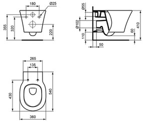 Ideal Standard Connect Air- Závesné WC, AQUABLADE®, biela E005401