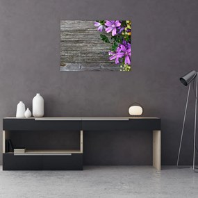 Sklenený obraz - lúčne kvety (70x50 cm)