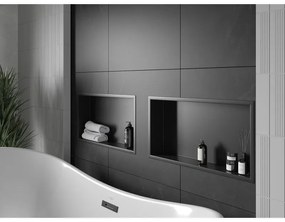 Mexen X-Wall-R, polička na zapustenie na obklad s golierom 60 x 30 cm, čierna matná, 1970603010