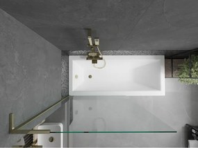 Mexen Next L, 1-krídlová vaňová zástena 100 x 150 cm, 6mm číre sklo, zlatý lesklý profil, 895-100-000-03-00-50