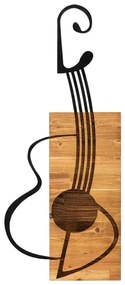 Nástenná dekorácia 39x93 cm gitara drevo/kov