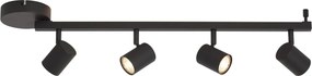 Moderný čierny 4-svetelný stropný bod GU10 50mm vrátane podsvietenia a 3-cestného vypínača - Back Up