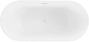 Mexen Luna, voľne stojaca vaňa 150 x 75 cm, biela-čierna, biely prepad, 52031507575-20