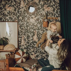 Tapeta králiky tmavo modrá 280x100 cm