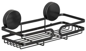 Čierna nástenná polica do kúpeľne Wenko Static-Loc® Pavia, šírka 26 cm