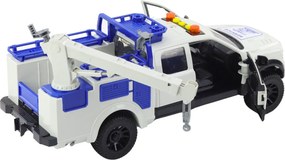 LEAN Toys Servisné auto s žeriavom, svetlá a zvuky, biele, 1:12