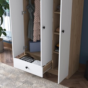 Šatní skříň BA 117 90 cm ořech/bílá