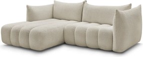 Béžová rohová pohovka z textílie buklé (ľavý roh/s leňoškou) Azra – Bobochic Paris