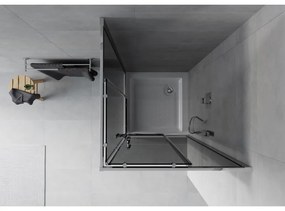 Mexen Rio, štvorcový sprchovací kút s posuvnými dverami 70 x 70 cm, 6mm šedé sklo, chrómový profil + biela vysoká vanička Rio, 860-070-070-01-40-4510
