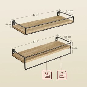 Nástenné police OSKAR  LWS441B11 čierne (2 ks)