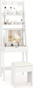 Úzky toaletný stolík s 2 policami a stoličkou, 60 x 40 x 180 cm