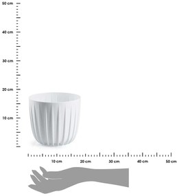 PLASTOVÝ KVETINÁČ STRIPPED 18X15,5 CM BIELA