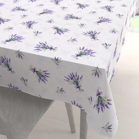Biante Teflónový obdĺžnikový obrus TF-128 Vetvičky levandúľ na bielom 140x200 cm
