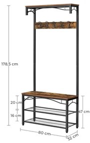 Stojanový vešiak NAVOR hnedá/čierna