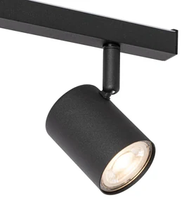 Čierne stropné bodové svetlo GU10 50 mm 3-svetlo vrátane podsvietenia - Back Up