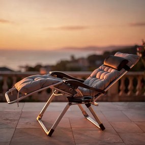 Polohovateľné skladacie záhradné lehátko s poduškou TDC01-BK čierna