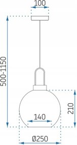 Toolight Toolight, sklenené guľové závesné stropné svietidlo 25 cm APP630-1CP, zlatá, OSW-05635
