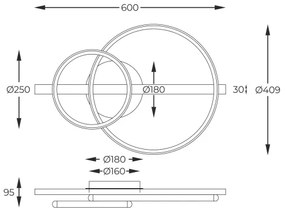 Zuma Line MX3913-2-3BWLT - LED Prisadený luster ALMERIA LED/17W/230V
