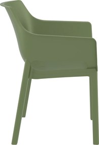 DORA záhradná stolička s podrúčkami olive green