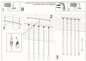 Závesné svietidlo Pastelo, 5x biele kovové tienidlo