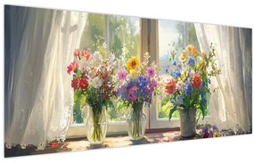 Obraz - Kytica pri okne (120x50 cm)