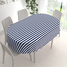 Biante Bavlnený oválny obrus Sandra SA-619 Modro-biele námornícke pruhy 120x160 cm