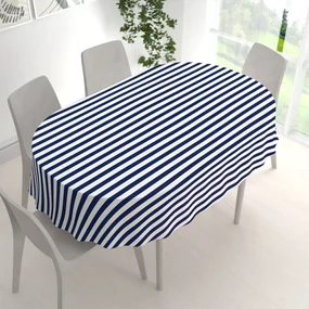 Biante Bavlnený oválny obrus Sandra SA-619 Modro-biele námornícke pruhy 100x160 cm