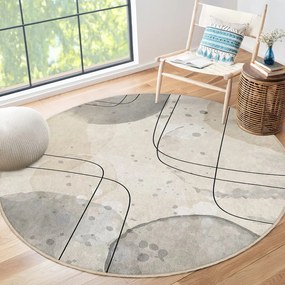 Béžový prateľný okrúhly koberec ø 120 cm Simple Lines – Mila Home
