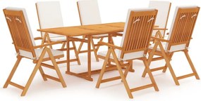 vidaXL 7-dielna záhradná jedálenská súprava s podložkami tíkový masív