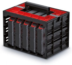 Skrinka s 5 krabičkovými organizérmi 41,5 × 29 × 29 cm, čierna