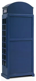 furniture-nabytek.cz - Masívna vinotéka v tvare telefónnej búdky, lakovaná, modrá – Mango 78×44×200 cm