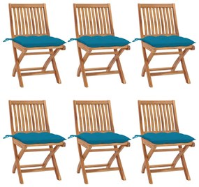 Skladacie záhradné stoličky s podložkami 6 ks tíkový masív 3072853