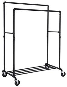SongmicsHome Dvojitý stojan na oblečenie RARE, vodovodné rúry 100x59x162cm, čierna