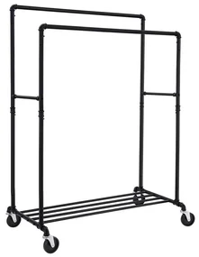 SongmicsHome Dvojitý stojan na oblečenie RARE, vodovodné rúry 100x59x162cm, čierna
