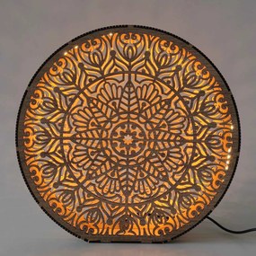 Drevená dekoratívna lampa s mandalou | LYLI: HDF - Orech 20 cm 4783-115150 LED0604