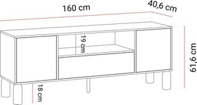 TV skrinka CAJA dub bookmatch 160 cm