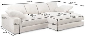Pohovka BABYLON XXL 270 cm rebrovaná šedá