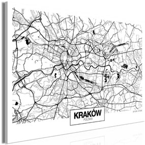 Artgeist Obraz - City Plan: Krakow (1 Part) Wide Veľkosť: 120x80, Verzia: Premium Print